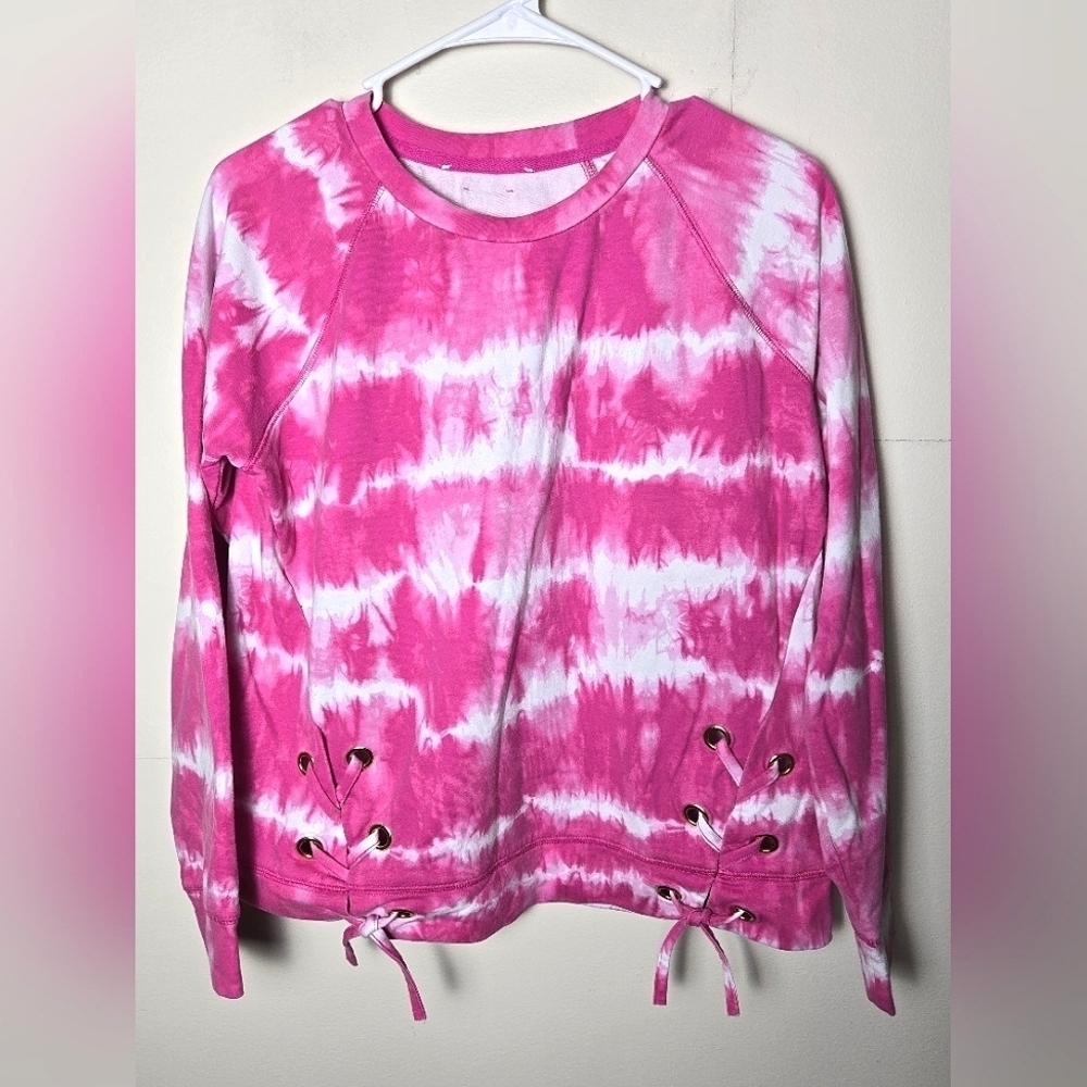 MICHAEL Michael Kors Pink & White Tie-Dye Lace-Up Sweatshirt